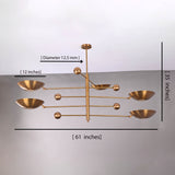 Five-Light Sculptural Brass Chandelier – Handcrafted Mid-Century Modern Luxury Ceiling Light | Custom Size & Finish - 32344