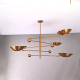 Five-Light Sculptural Brass Chandelier – Handcrafted Mid-Century Modern Luxury Ceiling Light | Custom Size & Finish - 32344