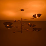 Five-Light Sculptural Brass Chandelier – Handcrafted Mid-Century Modern Luxury Ceiling Light | Custom Size & Finish - 32344