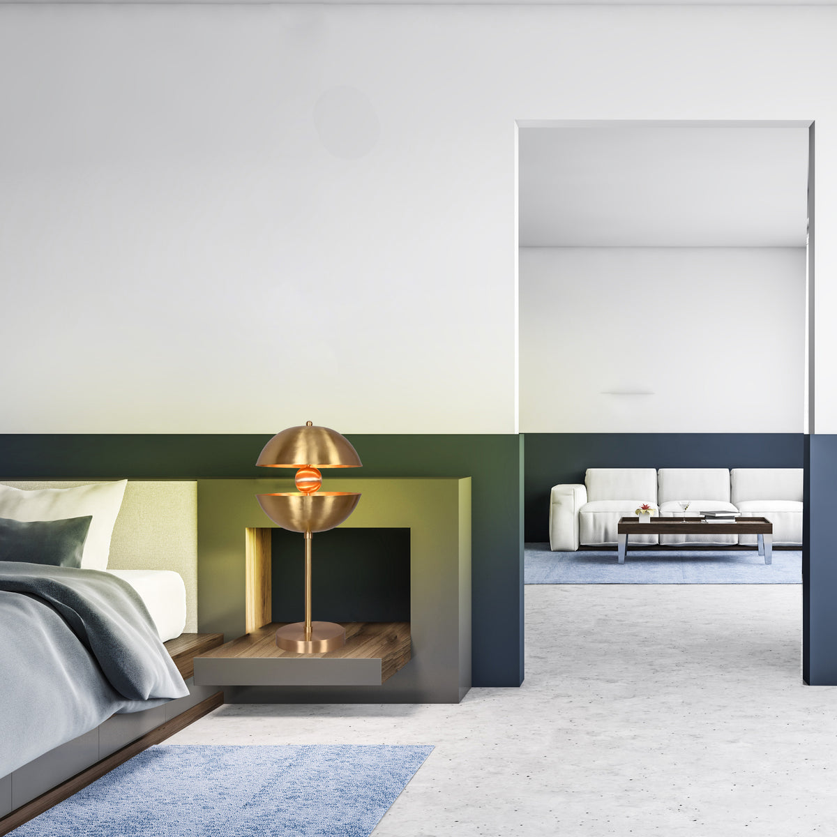 Modern Brass Table Lamp – Sculptural Mid-Century Lighting, Fully Customizable,  - 32345