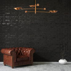Brass Leaf Studio Industrial Brass Made, 3 Lights Brass Curved Pendant Ceiling Lamp Mid Century Sputnik Chandelier No-Shadow, Ambient Glare Uplifting Light