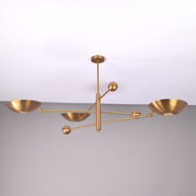 Modern Brass Chandelier | Adjustable Mid-Century Pendant Light | 3-Light Ceiling Fixture | Natural Brass or Custom Finishes | Handmade Lighting - 32347