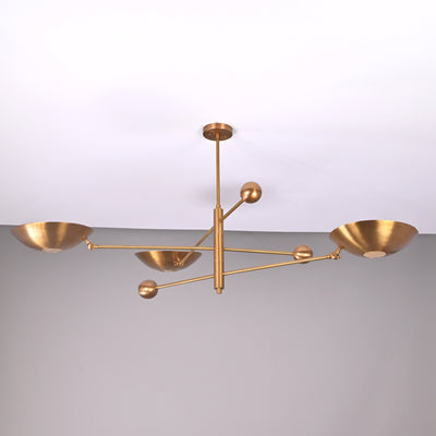 Modern Brass Chandelier | Adjustable Mid-Century Pendant Light | 3-Light Ceiling Fixture | Natural Brass or Custom Finishes | Handmade Lighting - 32347