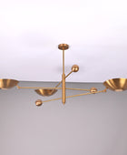 3 Lights Brass Curved Pendant Ceiling Lamp Brass Patina Finish by Brass Leaf Studio 32347