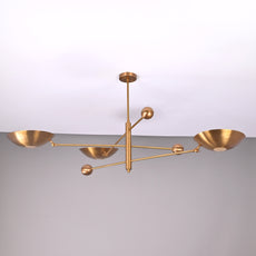 Brass Leaf Studio Industrial Brass Made, 3 Lights Brass Curved Pendant Ceiling Lamp Mid Century Sputnik Chandelier No-Shadow, Ambient Glare Uplifting Light