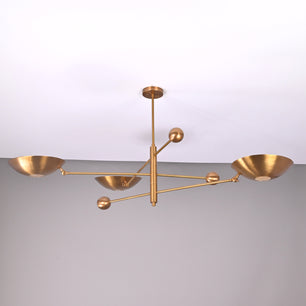 3 Lights Brass Curved Pendant Ceiling Lamp Brass Patina Finish by Brass Leaf Studio 32347