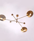 3 Lights Brass Curved Pendant Ceiling Lamp Brass Patina Finish by Brass Leaf Studio 32347