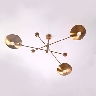 3 Lights Brass Curved Pendant Ceiling Lamp Brass Patina Finish by Brass Leaf Studio 32347