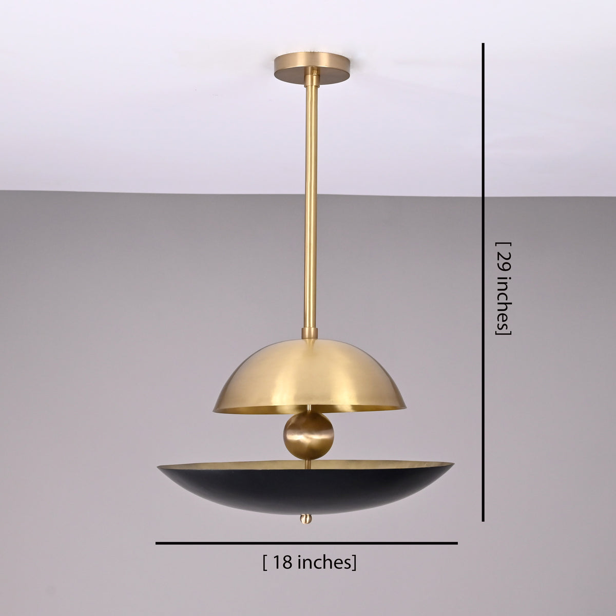 Mid-Century Modern Brass Pendant Light | Customizable Dome Chandelier Handmade Ceiling Light Fixture - 32348