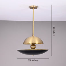 Industrial Brass Made, 5 Lights Elegant Brass Sunrise Pendant Light Mid Century Modern Ceiling Disc Lamp No-Shadow Ambient no-Glare Chandelier 18