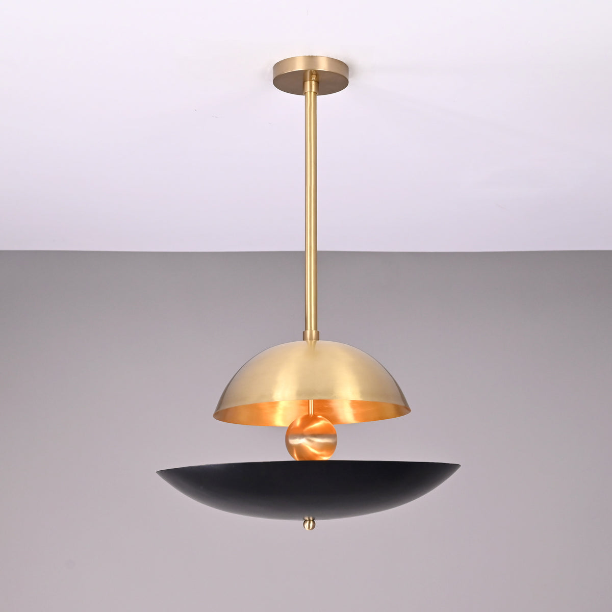 Mid-Century Modern Brass Pendant Light | Customizable Dome Chandelier Handmade Ceiling Light Fixture - 32348