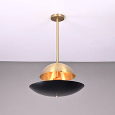 Industrial Brass Made, 5 Lights Elegant Brass Sunrise Pendant Light Mid Century Modern Ceiling Disc Lamp No-Shadow Ambient no-Glare Chandelier 18