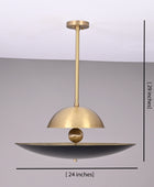 3 Lights Elegant Brass Sunrise Pendant Light Mid Century Modern Disc Lamp by Brass Leaf Studio 32349