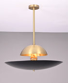 3 Lights Elegant Brass Sunrise Pendant Light Mid Century Modern Disc Lamp by Brass Leaf Studio 32349