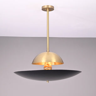 3 Lights Elegant Brass Sunrise Pendant Light Mid Century Modern Disc Lamp by Brass Leaf Studio 32349