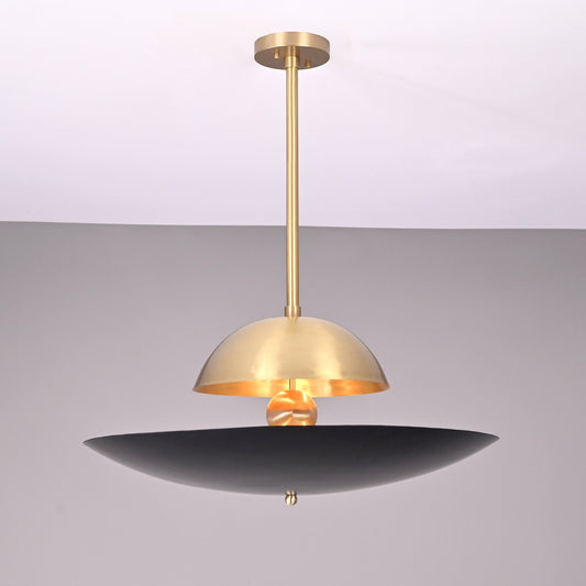 Industrial Brass Made, 3 Lights Elegant Brass Sunrise Pendant Light Mid Century Modern Disc Lamp No-Shadow, Ambient no-Glare Chandelier 18inches UFO Light