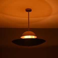 Industrial Brass Made, 3 Lights Elegant Brass Sunrise Pendant Light Mid Century Modern Disc Lamp No-Shadow, Ambient no-Glare Chandelier 18inches UFO Light