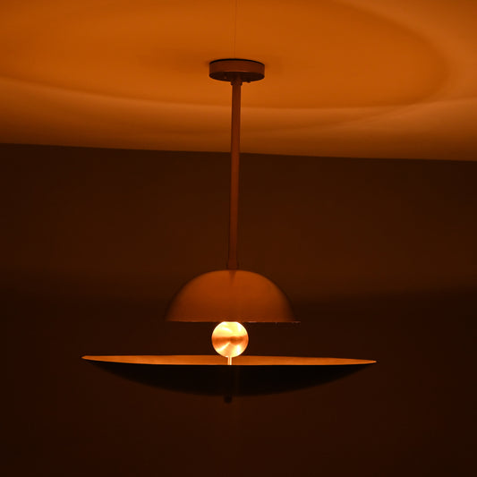 Industrial Brass Made, 3 Lights Elegant Brass Sunrise Pendant Light Mid Century Modern Disc Lamp No-Shadow, Ambient no-Glare Chandelier 18inches UFO Light