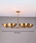 6 Lights Brass Pendant Lamp Ambient Light Mid-century Modern Chandelier Brass Patina Finish by Brass Leaf Studio 32350