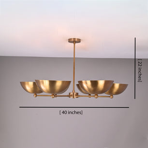 6 Lights Brass Pendant Lamp Ambient Light Mid-century Modern Chandelier Brass Patina Finish by Brass Leaf Studio 32350