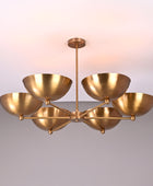 6 Lights Brass Pendant Lamp Ambient Light Mid-century Modern Chandelier Brass Patina Finish by Brass Leaf Studio 32350