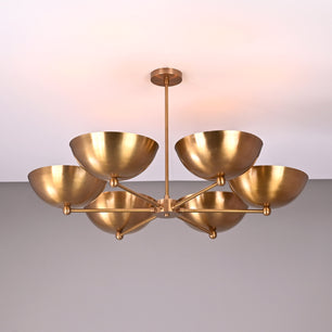 6 Lights Brass Pendant Lamp Ambient Light Mid-century Modern Chandelier Brass Patina Finish by Brass Leaf Studio 32350