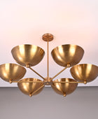 6 Lights Brass Pendant Lamp Ambient Light Mid-century Modern Chandelier Brass Patina Finish by Brass Leaf Studio 32350