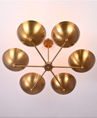 6 Lights Brass Pendant Lamp Ambient Light Mid-century Modern Chandelier Brass Patina Finish by Brass Leaf Studio 32350