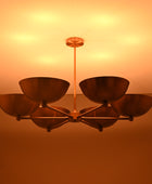 6 Lights Brass Pendant Lamp Ambient Light Mid-century Modern Chandelier Brass Patina Finish by Brass Leaf Studio 32350