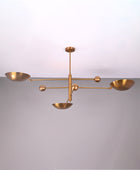 3 Lights Curved Pendant Lamp Brass Patina Finish by Brass Leaf Studio 32351