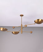 3 Lights Curved Pendant Lamp Brass Patina Finish by Brass Leaf Studio 32351