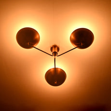 Industrial Brass Made, 3 Light Elegant Brass Ceiling Pendant Lamp Mid Century Modern Raw Brass Sputnik Chandelier Light Fixture, No Shadow, Ambient no-Glare Lamp