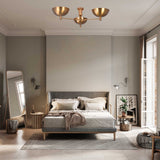 Modern Brass Flush Mount Ceiling Light | 3-Light Uplight Chandelier Custom Finish | Mid Century Modern Ceiling Fixture - 32352