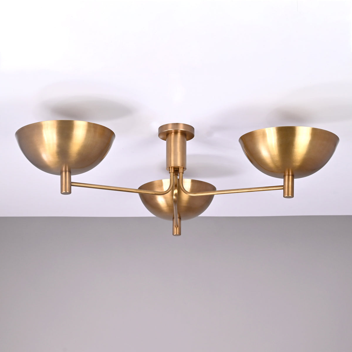 Modern Brass Flush Mount Ceiling Light | 3-Light Uplight Chandelier Custom Finish | Mid Century Modern Ceiling Fixture - 32352