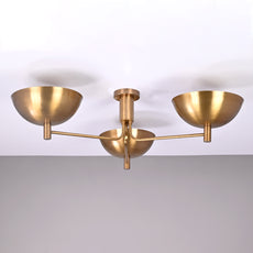 Industrial Brass Made, 3 Light Elegant Brass Ceiling Pendant Lamp Mid Century Modern Raw Brass Sputnik Chandelier Light Fixture, No Shadow, Ambient no-Glare Lamp