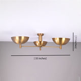 Modern Brass Flush Mount Ceiling Light | 3-Light Uplight Chandelier Custom Finish | Mid Century Modern Ceiling Fixture - 32352