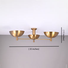 Industrial Brass Made, 3 Light Elegant Brass Ceiling Pendant Lamp Mid Century Modern Raw Brass Sputnik Chandelier Light Fixture, No Shadow, Ambient no-Glare Lamp
