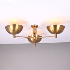 Industrial Brass Made, 3 Light Elegant Brass Ceiling Pendant Lamp Mid Century Modern Raw Brass Sputnik Chandelier Light Fixture, No Shadow, Ambient no-Glare Lamp