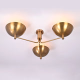 Modern Brass Flush Mount Ceiling Light | 3-Light Uplight Chandelier Custom Finish | Mid Century Modern Ceiling Fixture - 32352