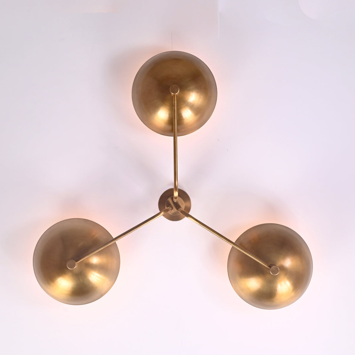 Modern Brass Flush Mount Ceiling Light | 3-Light Uplight Chandelier Custom Finish | Mid Century Modern Ceiling Fixture - 32352
