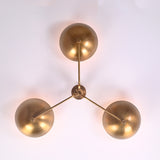 Modern Brass Flush Mount Ceiling Light | 3-Light Uplight Chandelier Custom Finish | Mid Century Modern Ceiling Fixture - 32352