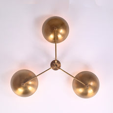 Industrial Brass Made, 3 Light Elegant Brass Ceiling Pendant Lamp Mid Century Modern Raw Brass Sputnik Chandelier Light Fixture, No Shadow, Ambient no-Glare Lamp