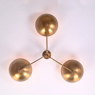 3 Light Elegant Brass Ceiling Pendant Lamp Brass Patina Finish by Brass Leaf Studio 32352