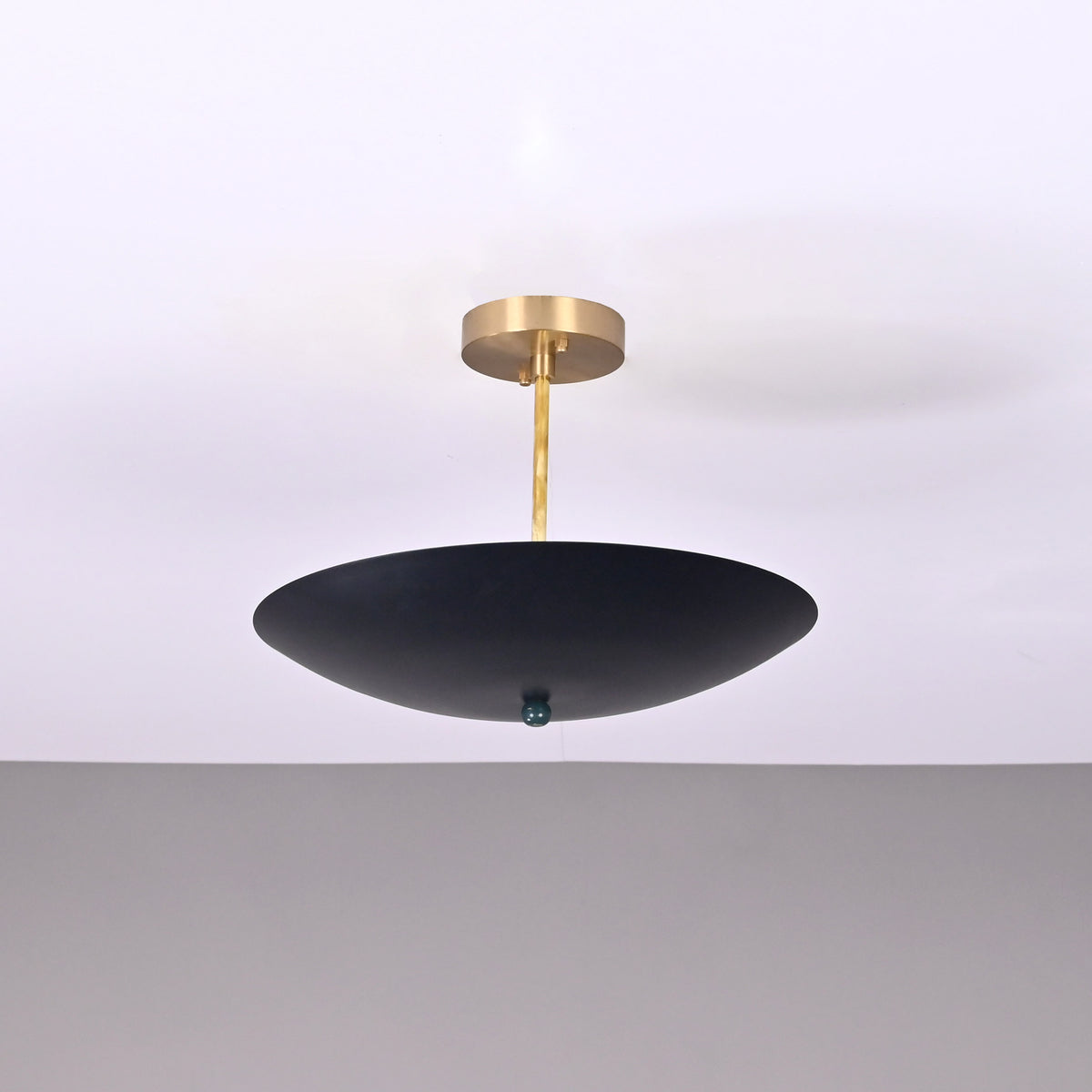 Modern Brass & Black Semi-Flush Ceiling Light Fixture – Customizable Uplighting Chandelier - 32353