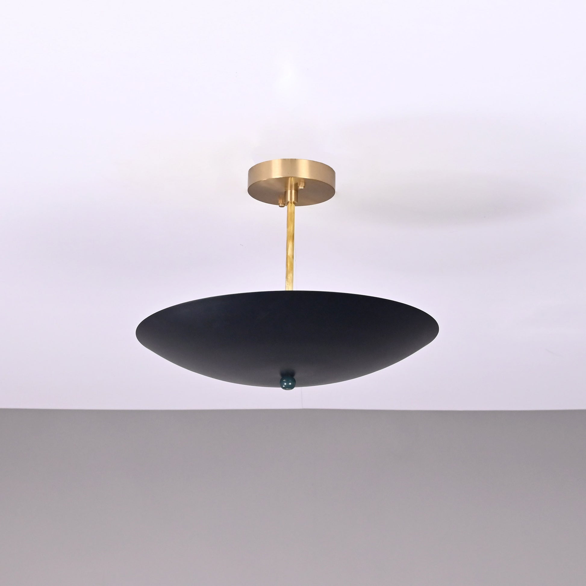 5 Lights Brass Disc Ceiling Pendant Lamp Matte Black Finish 14" wide by Brass Leaf Studio 32353