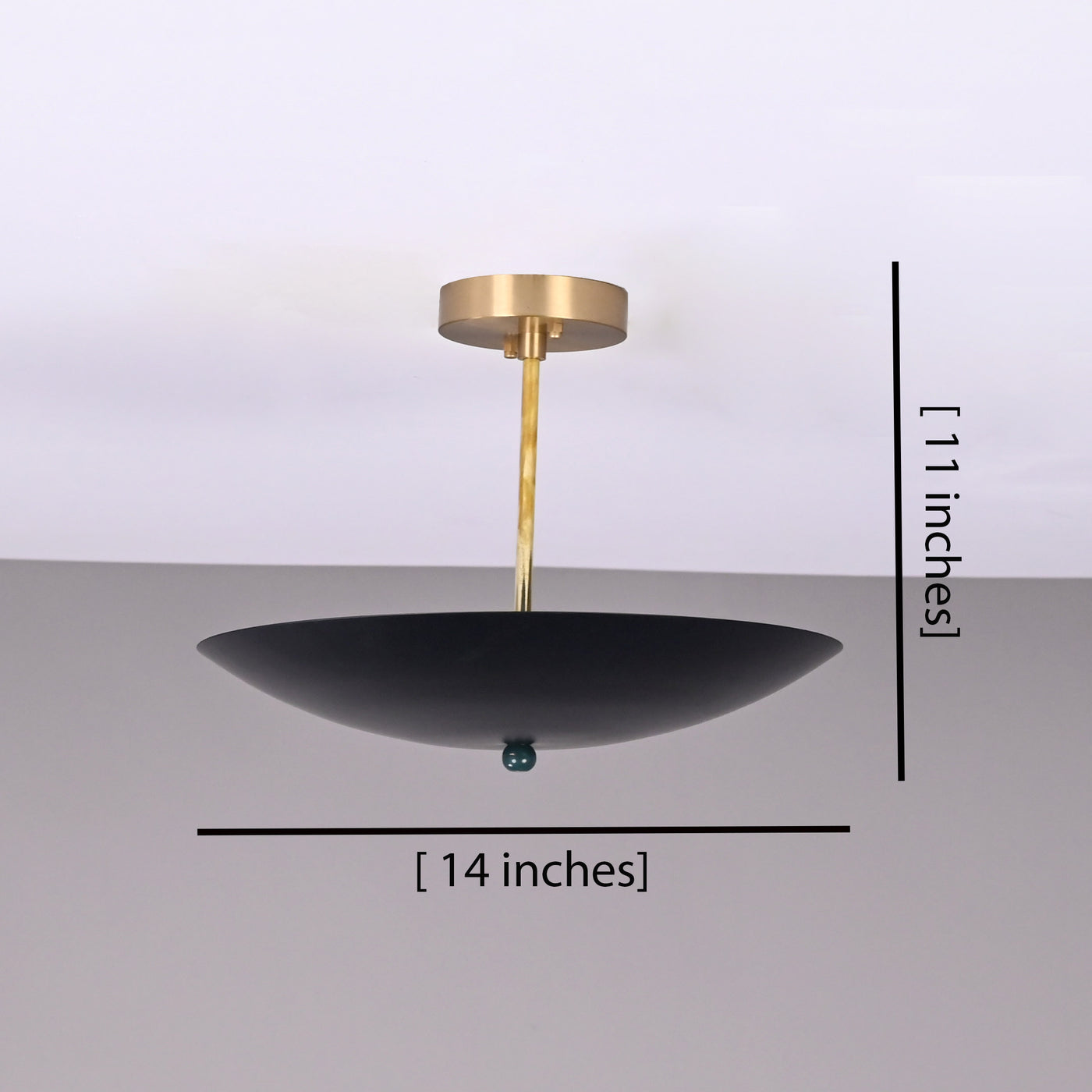 Modern Brass & Black Semi-Flush Ceiling Light Fixture – Customizable Uplighting Chandelier - 32353