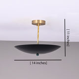 Modern Brass & Black Semi-Flush Ceiling Light Fixture – Customizable Uplighting Chandelier - 32353