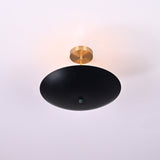 Modern Brass & Black Semi-Flush Ceiling Light Fixture – Customizable Uplighting Chandelier - 32353