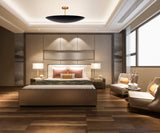 Modern Brass Disc Ceiling Light | Customizable Chandelier | Uplighting Flush Mount | 24" Diameter | Contemporary Ceiling Fixture |  - 32355