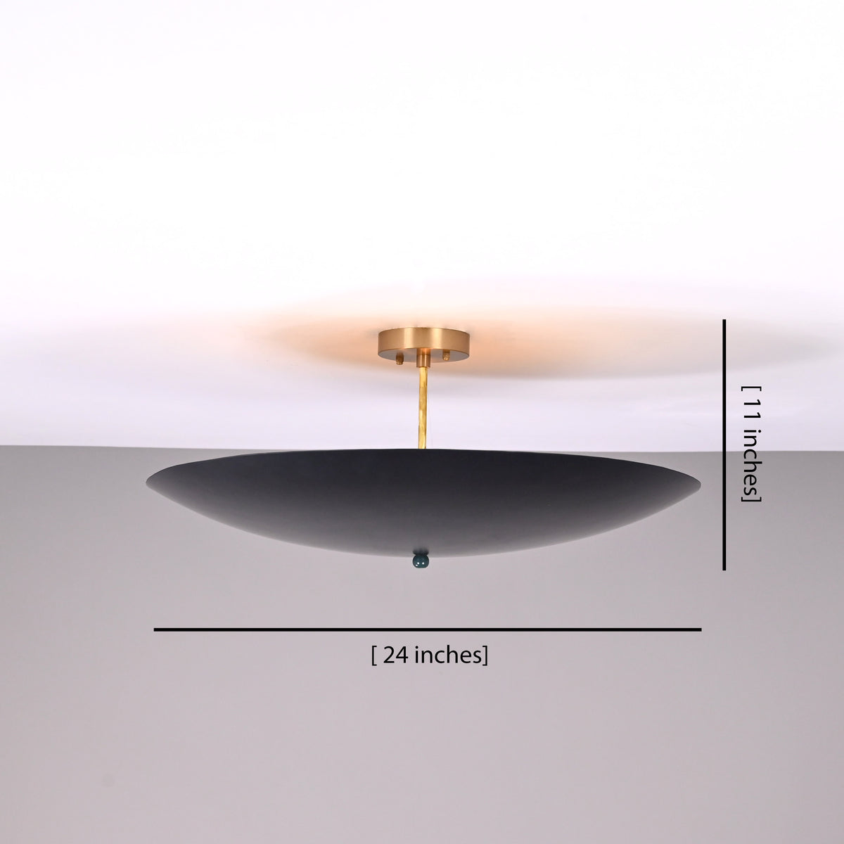 Modern Brass Disc Ceiling Light | Customizable Chandelier | Uplighting Flush Mount | 24" Diameter | Contemporary Ceiling Fixture |  - 32355